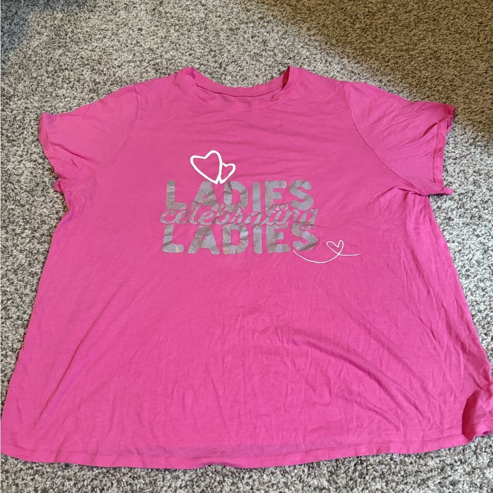 Pink Graphic T-Shirt with Silver Accents